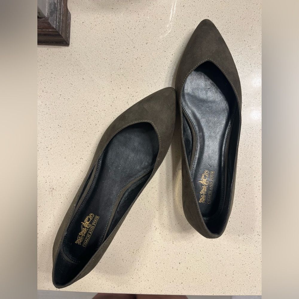 Coach green suede flats